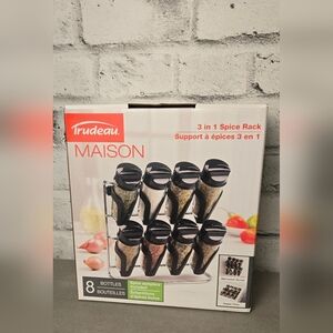 Trudeau Maison 3 in 1 Spice Rack 8 Glass Jars Wall Mount Organizer